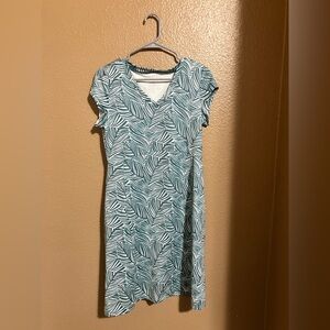 Leaf Print V-Neck Dress